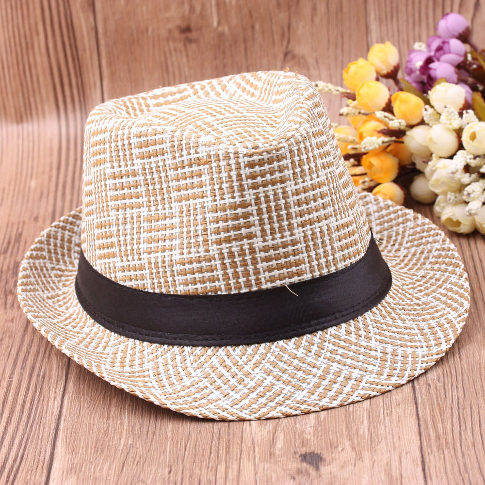 Summer new style men's wide-brimmed top hat, straw woven sunshade, British jazz hat, sun-protective straw hat, 10 yuan supply details Picture