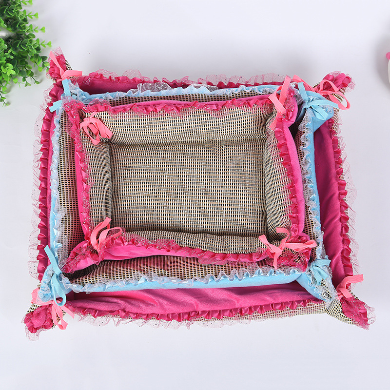 Factory direct sales of pet beds, dog and cat beds, two-sided bow seat cushions, wholesale of pet dog supplies details Picture