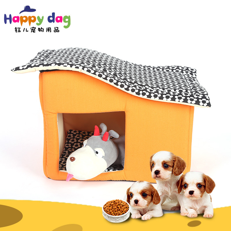 Direct sales from the manufacturer of pet houses with sloping roofs, high-density sponge detachable dog houses with zipper pads