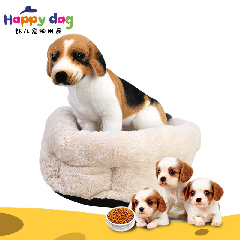 Creative and cute round pet supplies in stock: Three-piece set of dog pet bed pads, printed seat pads, and comfortable dog bed pads