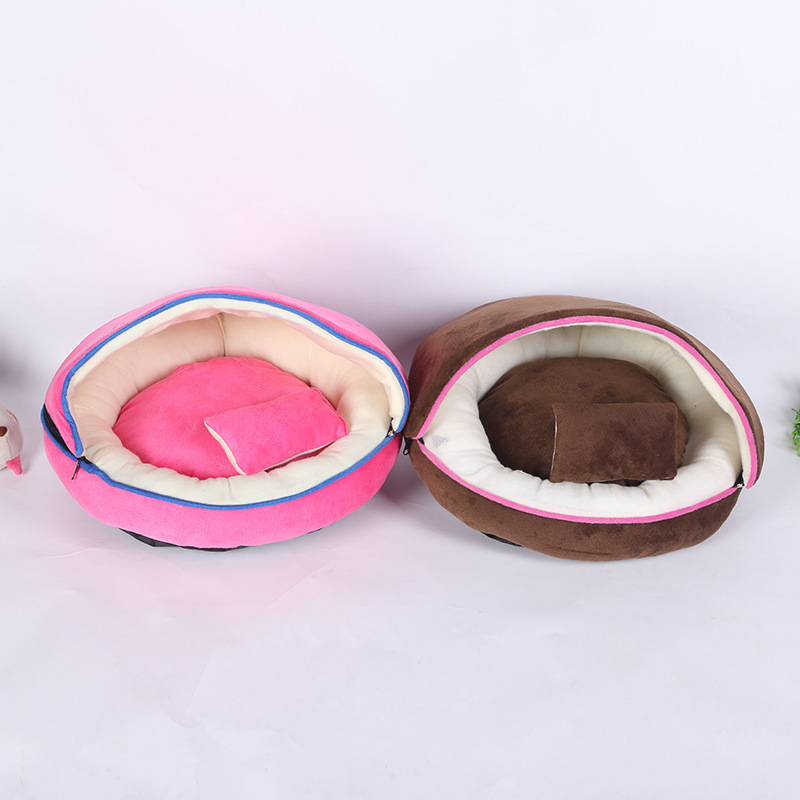 Factory direct sales of dog beds, teddy poodle pet beds, cotton beds, pet supplies, zipper detachable, round dog beds Specification image