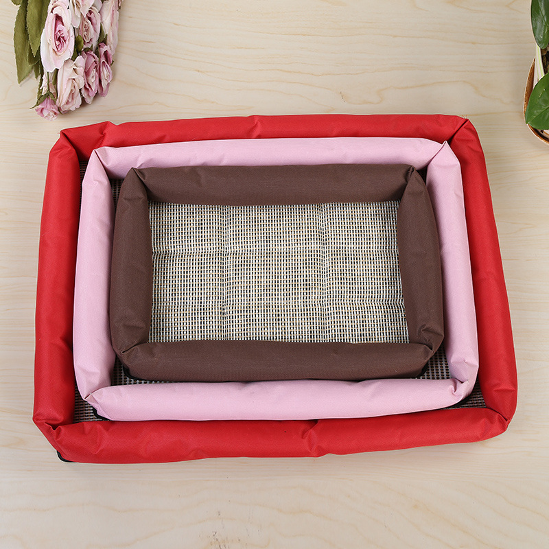 Wholesale of four-piece set of best-selling colored pet bed MATS with printed seat cushions and comfortable Samoyed Husky dog bed MATS details Picture