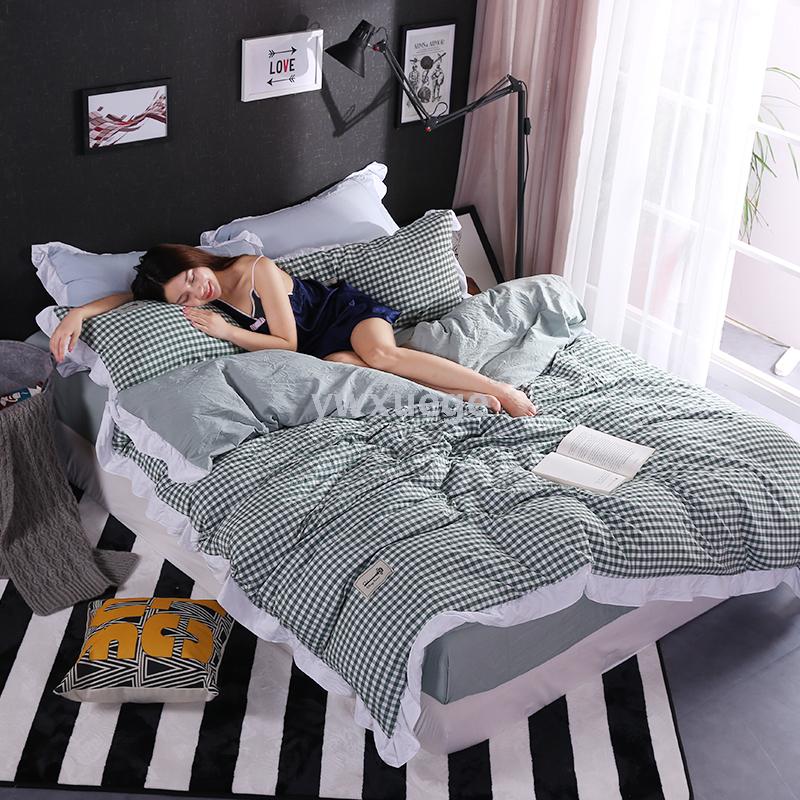 Ywxuege Snow Pigeon Home Textile Hot Wholesale Pure Cotton Grass Green Small Grid Bedding Specification drawing