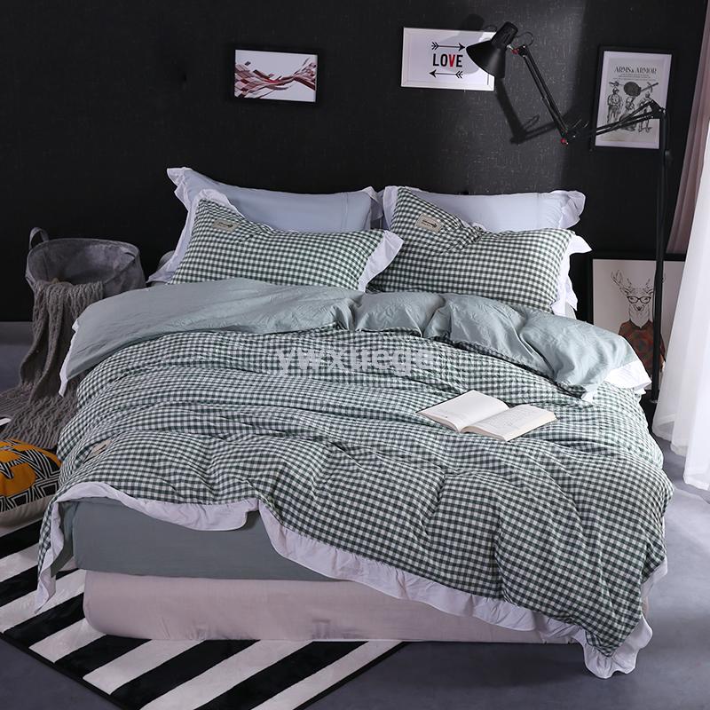 Ywxuege Snow Pigeon Home Textile Hot Wholesale Pure Cotton Grass Green Small Grid Bedding Application Scenario