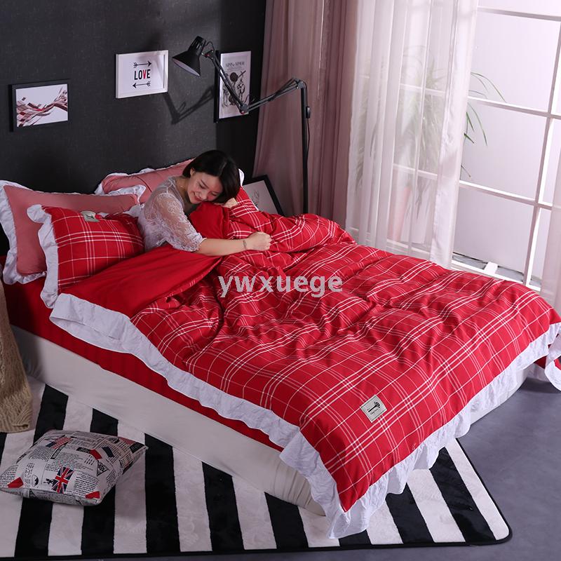 Bedding: All-cotton reactive printed black and white checkered four-piece set, pure cotton quilt cover Specification image