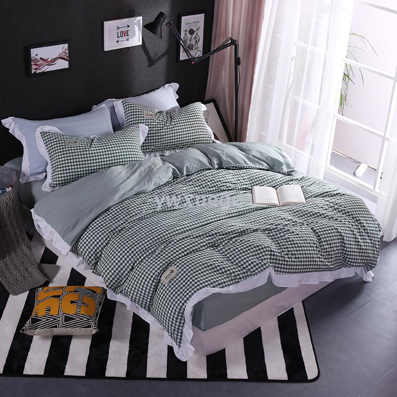 Ywxuege Snow Pigeon Home Textile Hot Wholesale Pure Cotton Grass Green Small Grid Bedding
