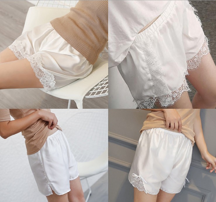 New silk satin lace eyelash loose three-inch base women's silk satin anti-glare safety pants thin style