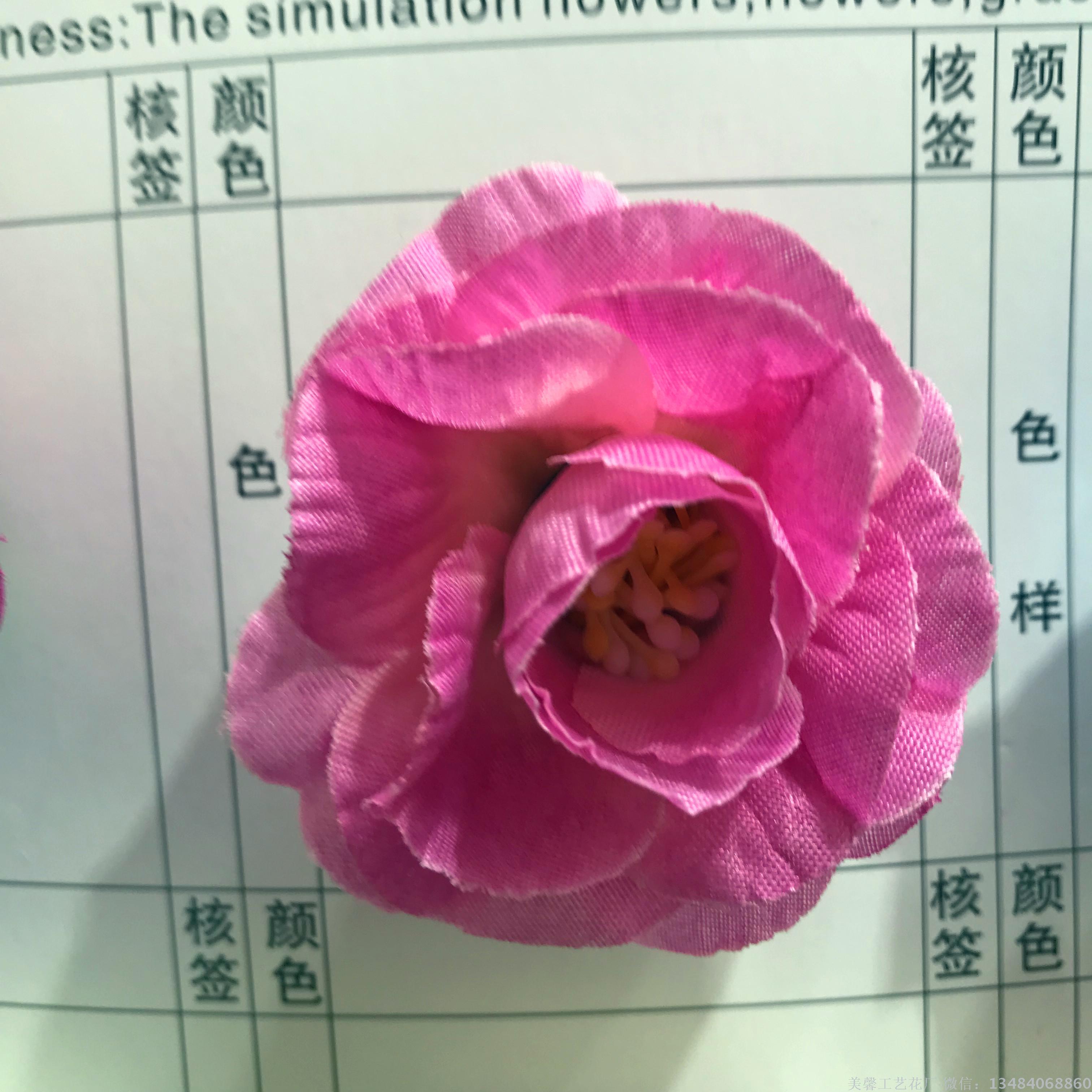 Rose flower, artificial flower head, silk flower, 4-ear rose silk fabric flower Specification image