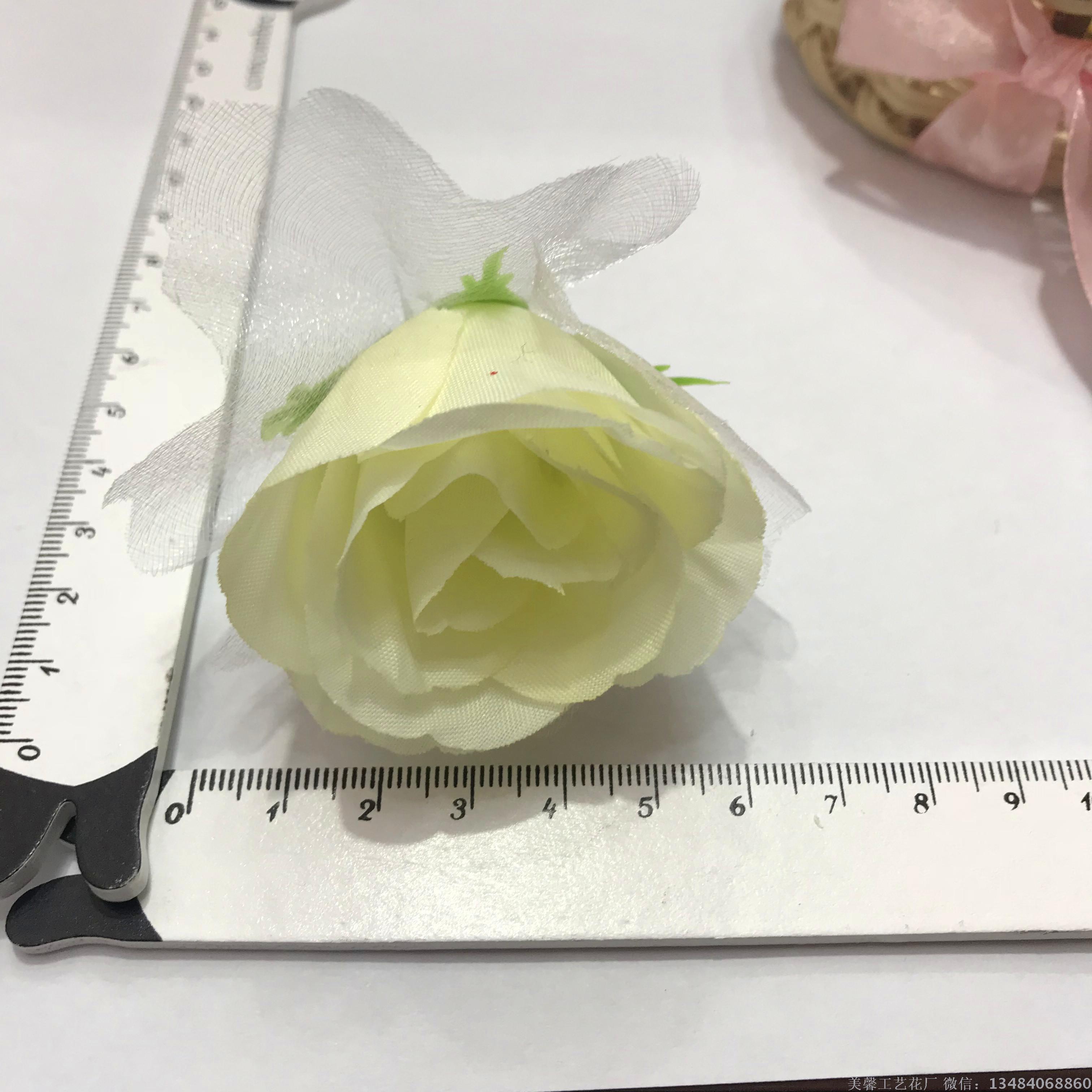 Artificial flower head, rose flower, net bud, handcrafted silk flower, artificial flower silk fabric Application Scenario