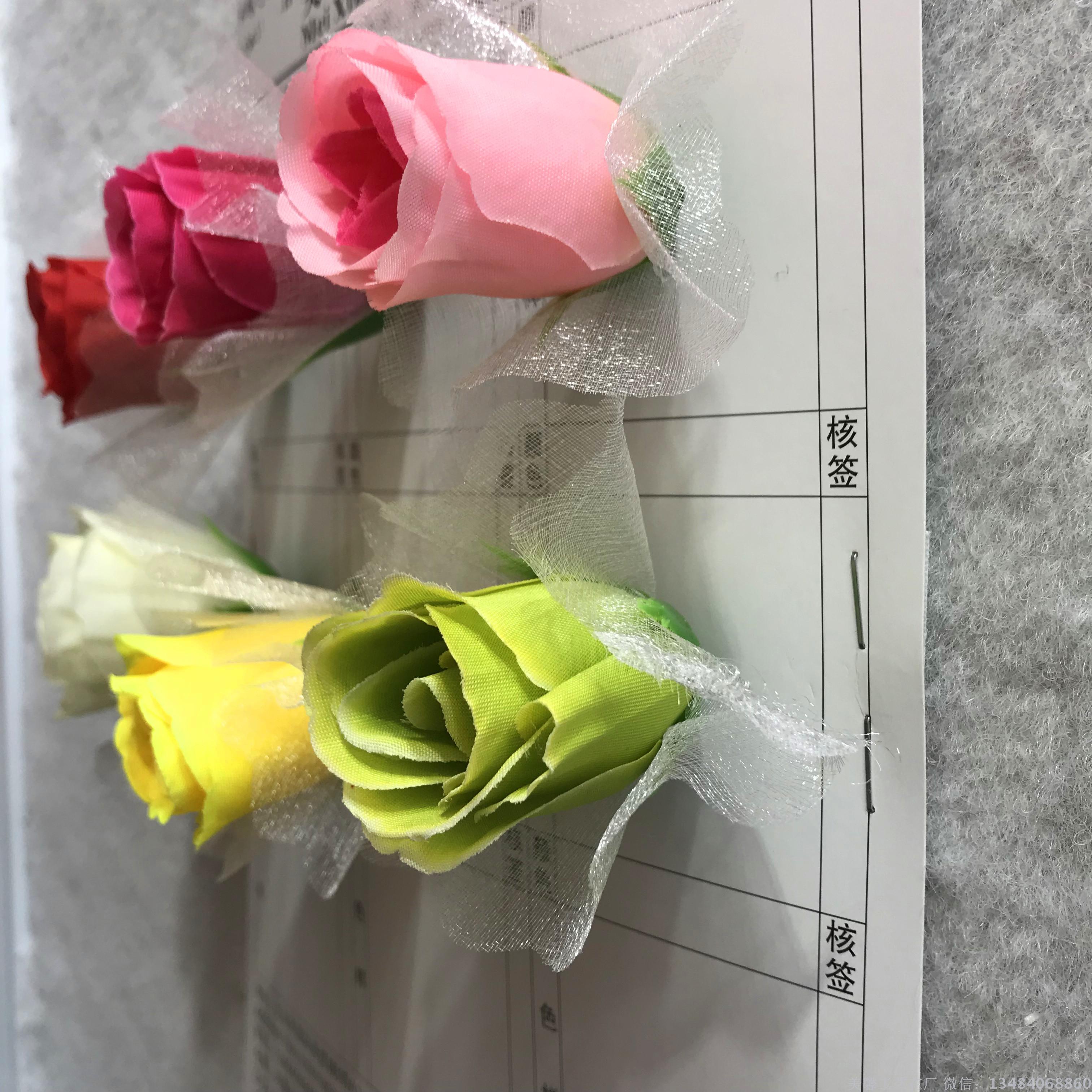 Artificial flower head, rose flower, net bud, handcrafted silk flower, artificial flower silk fabric details Picture