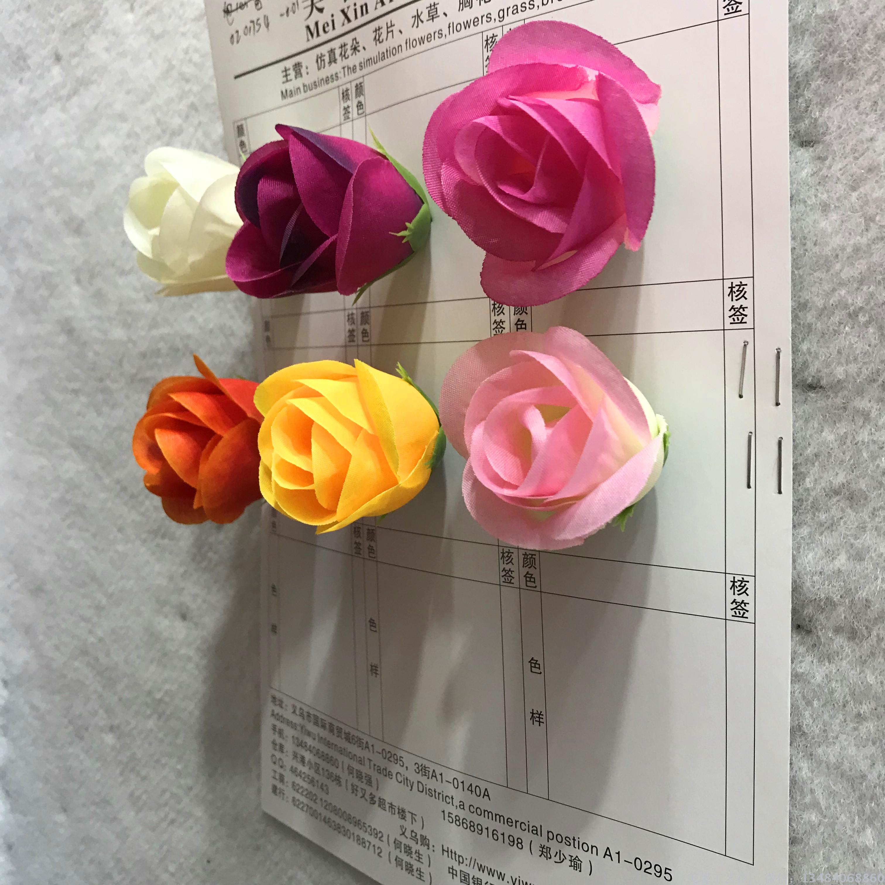 Silk fabric flower simulation flower head, rose bud, silk flower craft flower head accessory details Picture