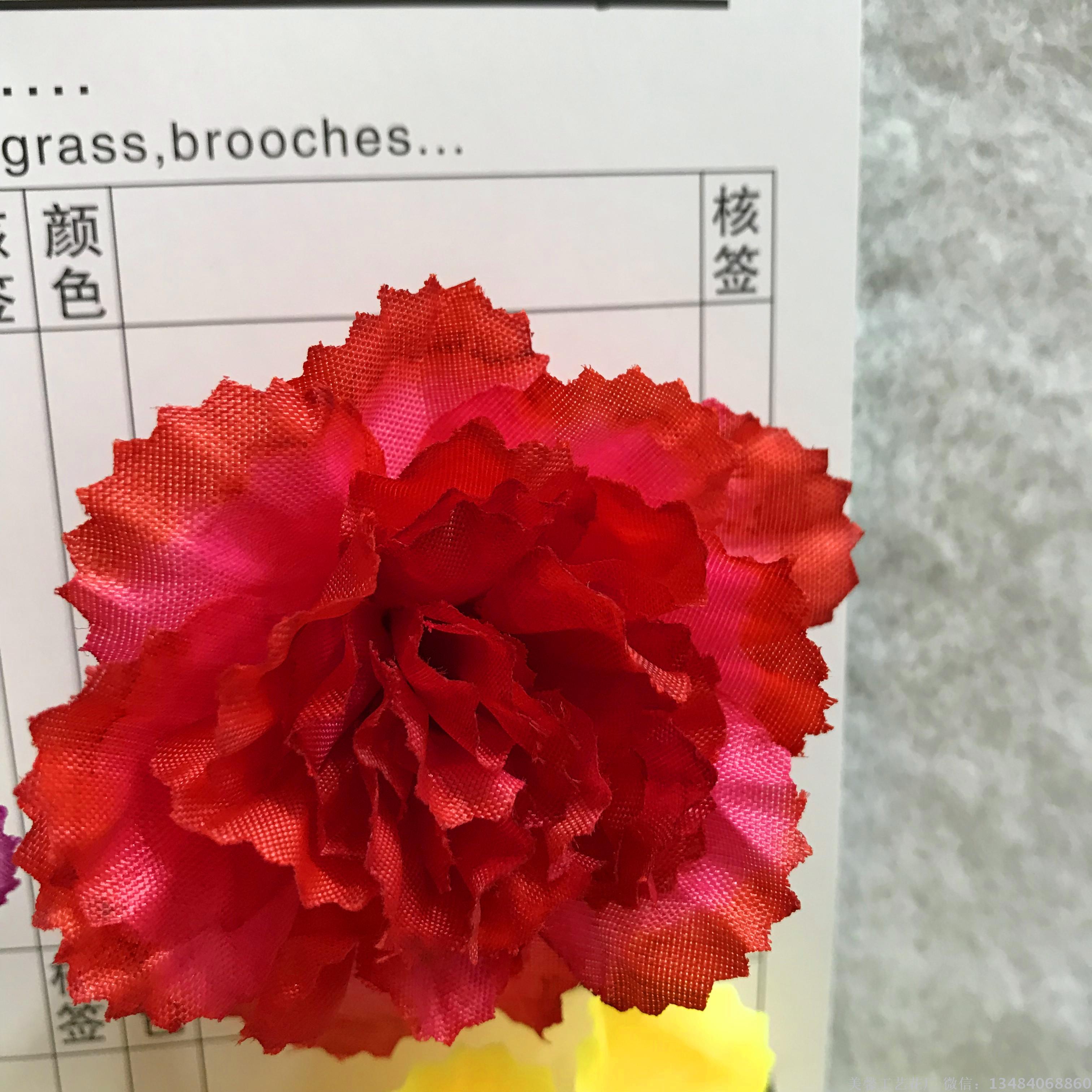 Carnation flower simulation craft, flower head, silk flower figure, artificial flower Specification drawing