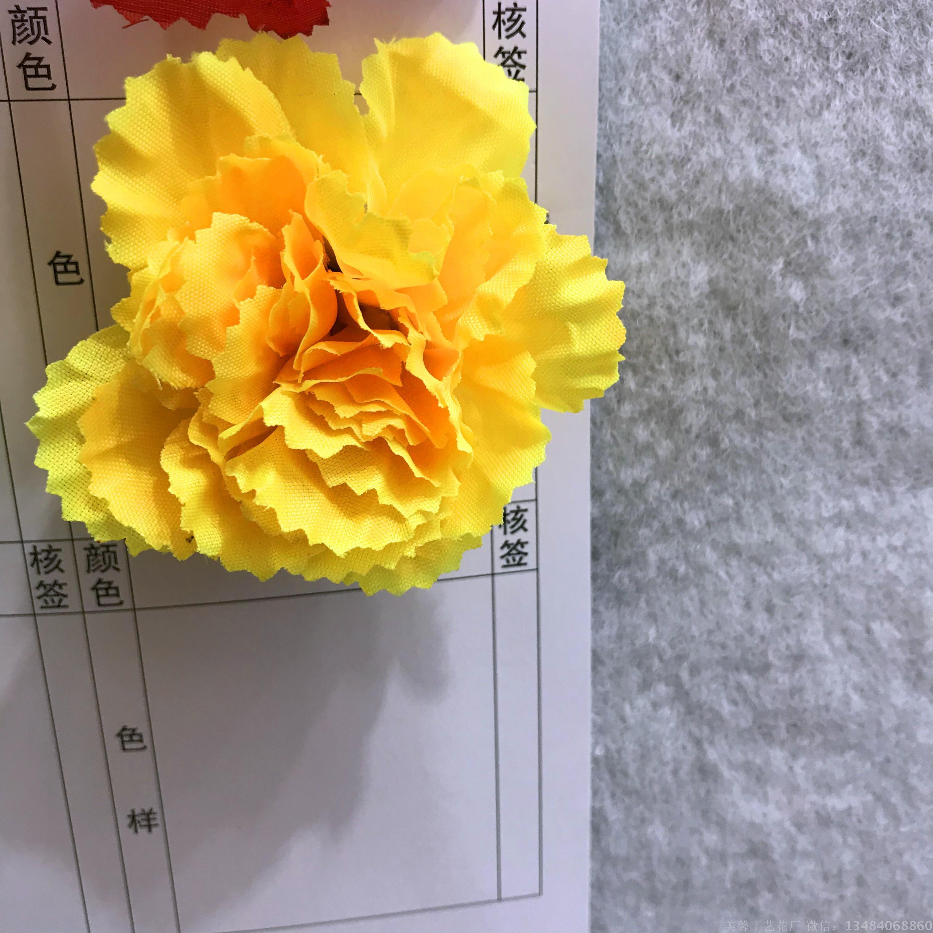 Carnation flower simulation craft, flower head, silk flower figure, artificial flower Application Scenario