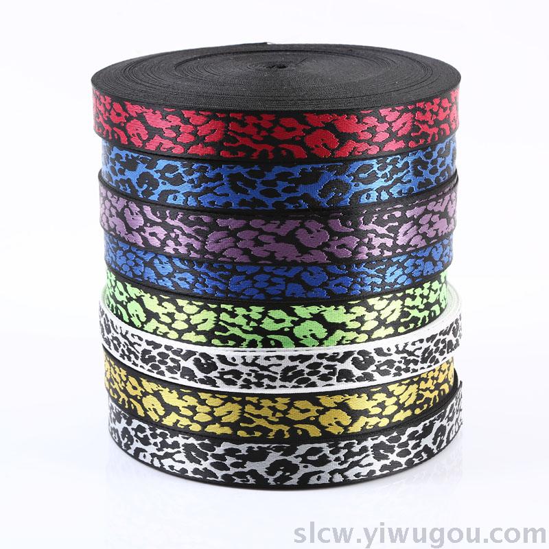 Available in stock color double - sided leopard print webbing pet rope belt clothing lanyard