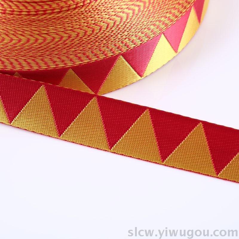 Computer Jacquard Ribbon Manufacturers Color Double-Sided Triangle Jacquard Ribbon Pet Rope With Clothing Belt Application Scenario