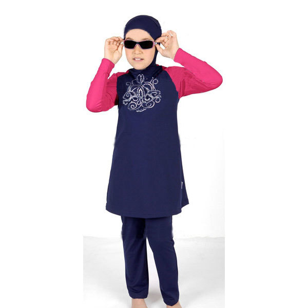 Middle Eastern Muslim swimsuit for children girls conservative swimsuit in stock