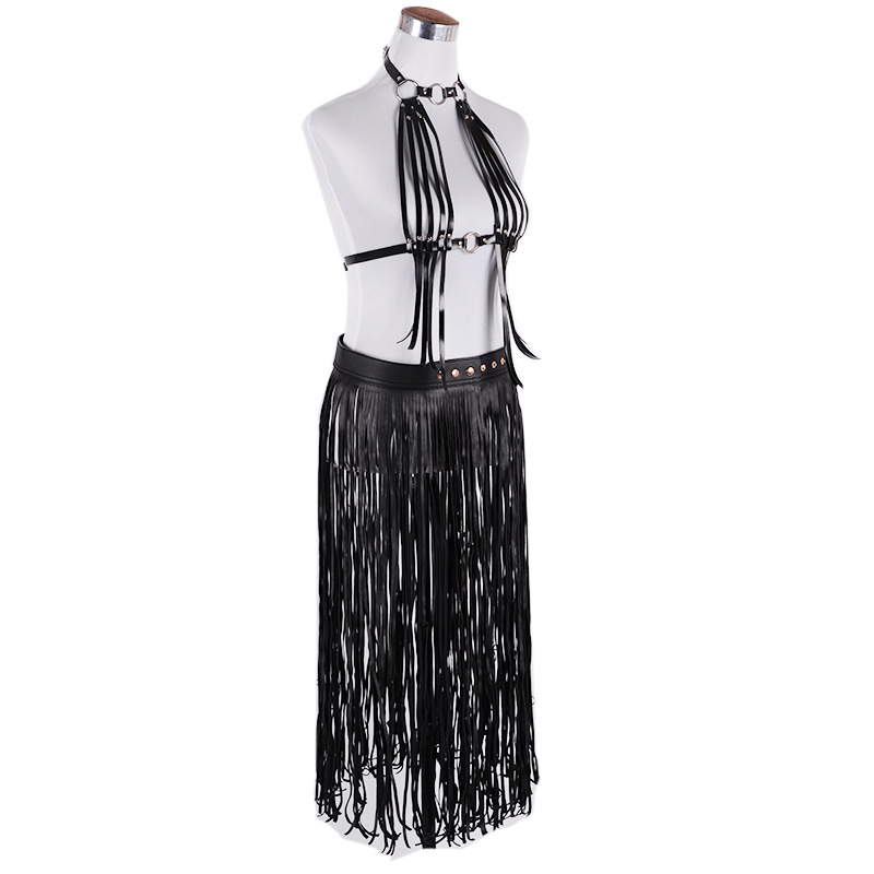 2018 New style European and American fringed skirt belt top, ethnic style women's adjustable skirt PU set women's belt details Picture