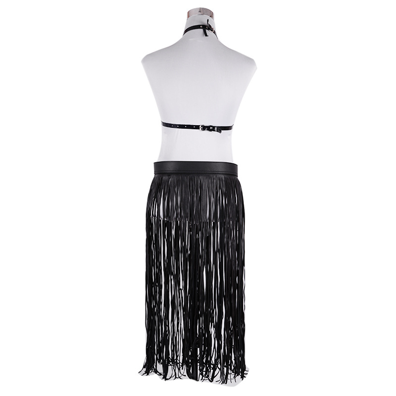 2018 New style European and American fringed skirt belt top, ethnic style women's adjustable skirt PU set women's belt Specification image