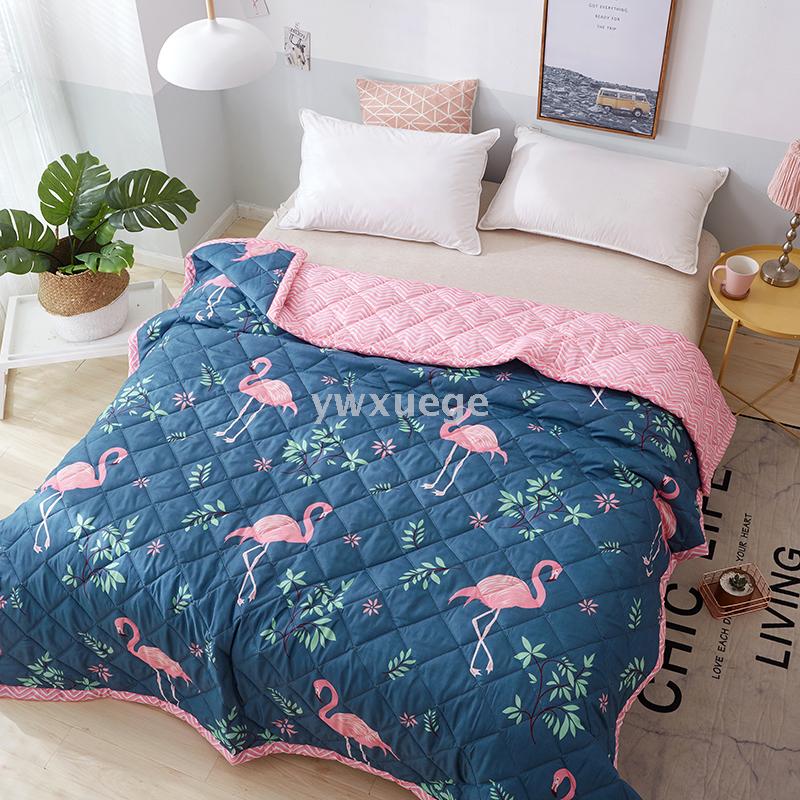 Flamingo - Blue Air Conditioner Quilt, Summer Cool Quilt, Pure Cotton Single and Double Student Children's Quilt, Thin Quilt core