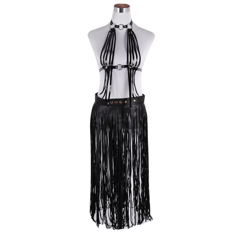 2018新款欧美流苏半身裙腰带上衣 民族风女可调裙式PU套装女腰带