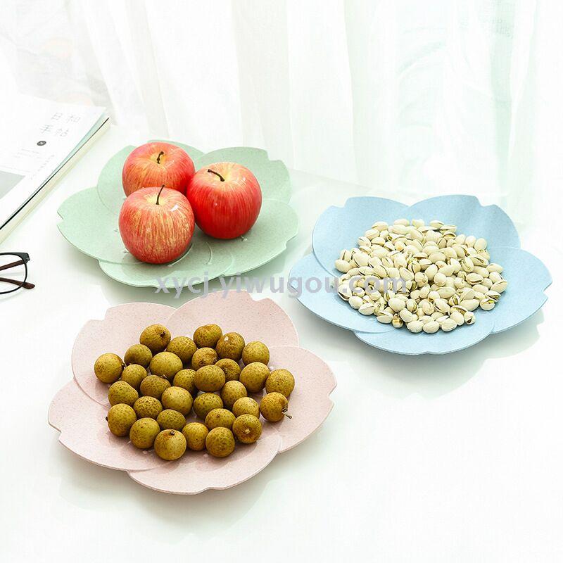 Wheat straw stem lotus-shaped fruit plate, dried fruit plate, festive fruit plate, candy and snack storage basin, coffee table, vegetable and fruit basin