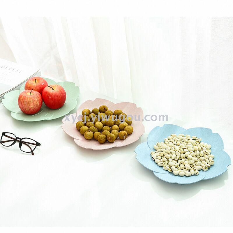 Wheat straw stem lotus-shaped fruit plate, dried fruit plate, festive fruit plate, candy and snack storage basin, coffee table, vegetable and fruit basin Specification image