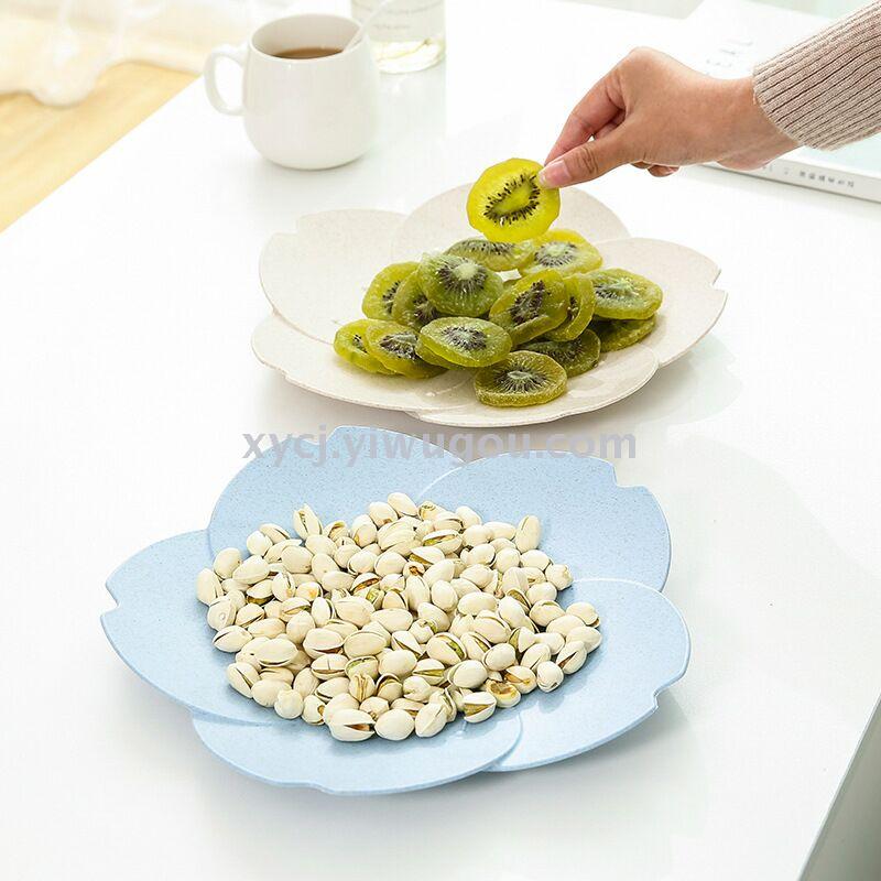 Wheat straw stem lotus-shaped fruit plate, dried fruit plate, festive fruit plate, candy and snack storage basin, coffee table, vegetable and fruit basin details Picture