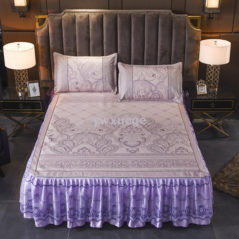 2018 new model 600D washable ice silk mat, machine washable bed skirt, Lucky Deer purple gold Application Scenario