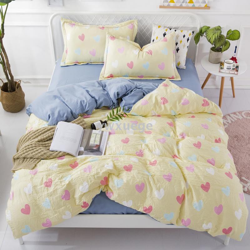 Bedding, home textiles, bed sheets and duvet covers ywxuege thickened brushed washed cotton four-piece set, active twill checkered coffee details Picture