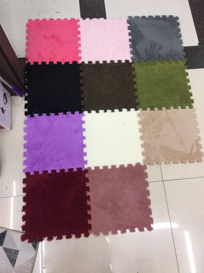 宝宝爬行垫儿童无味家用地垫卧室环保拼图毛绒拼接垫隔音垫 中包