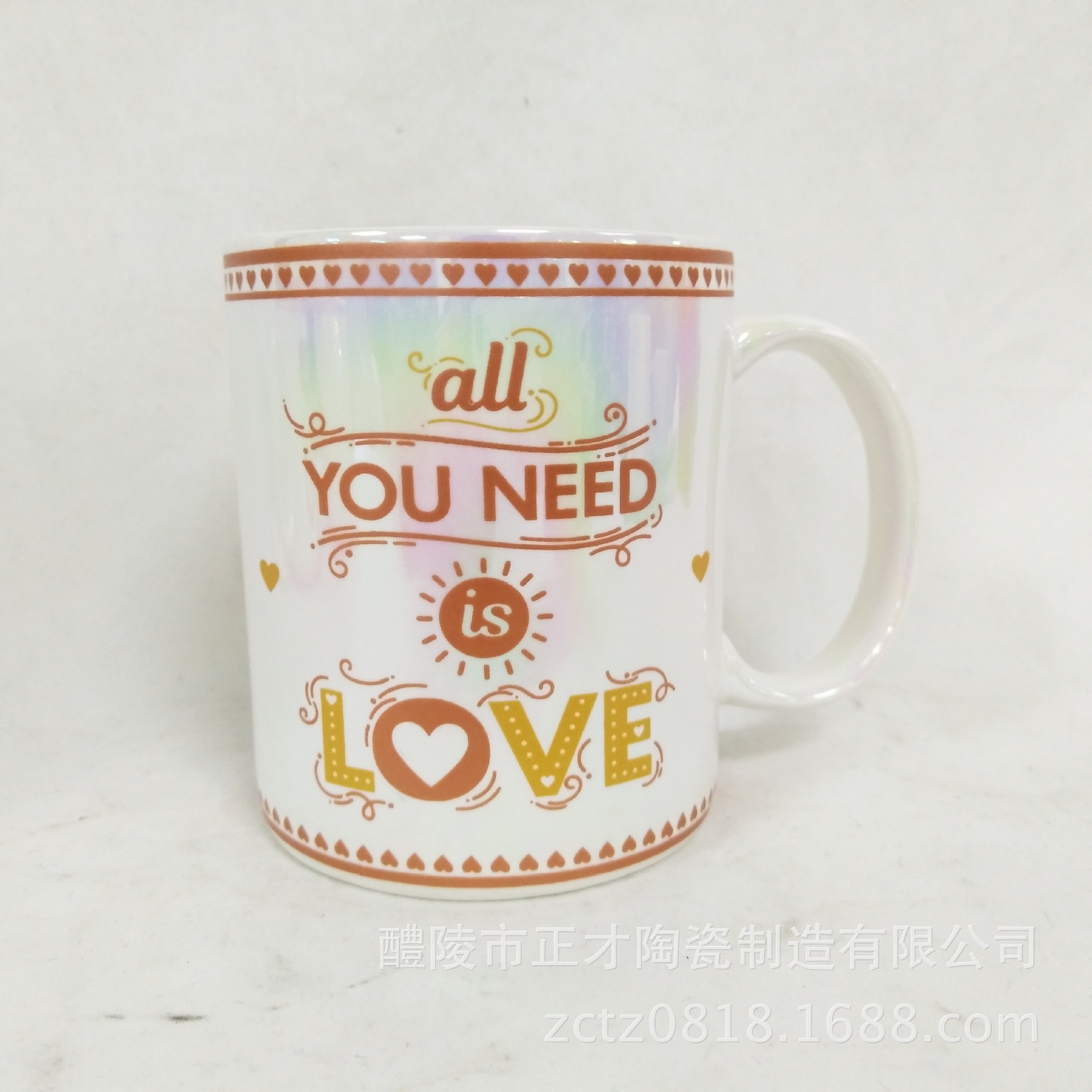 300ml1124 new seven-color glaze, rainbow glaze, customizable Valentine's Day mugs, coffee cups, pottery details Picture