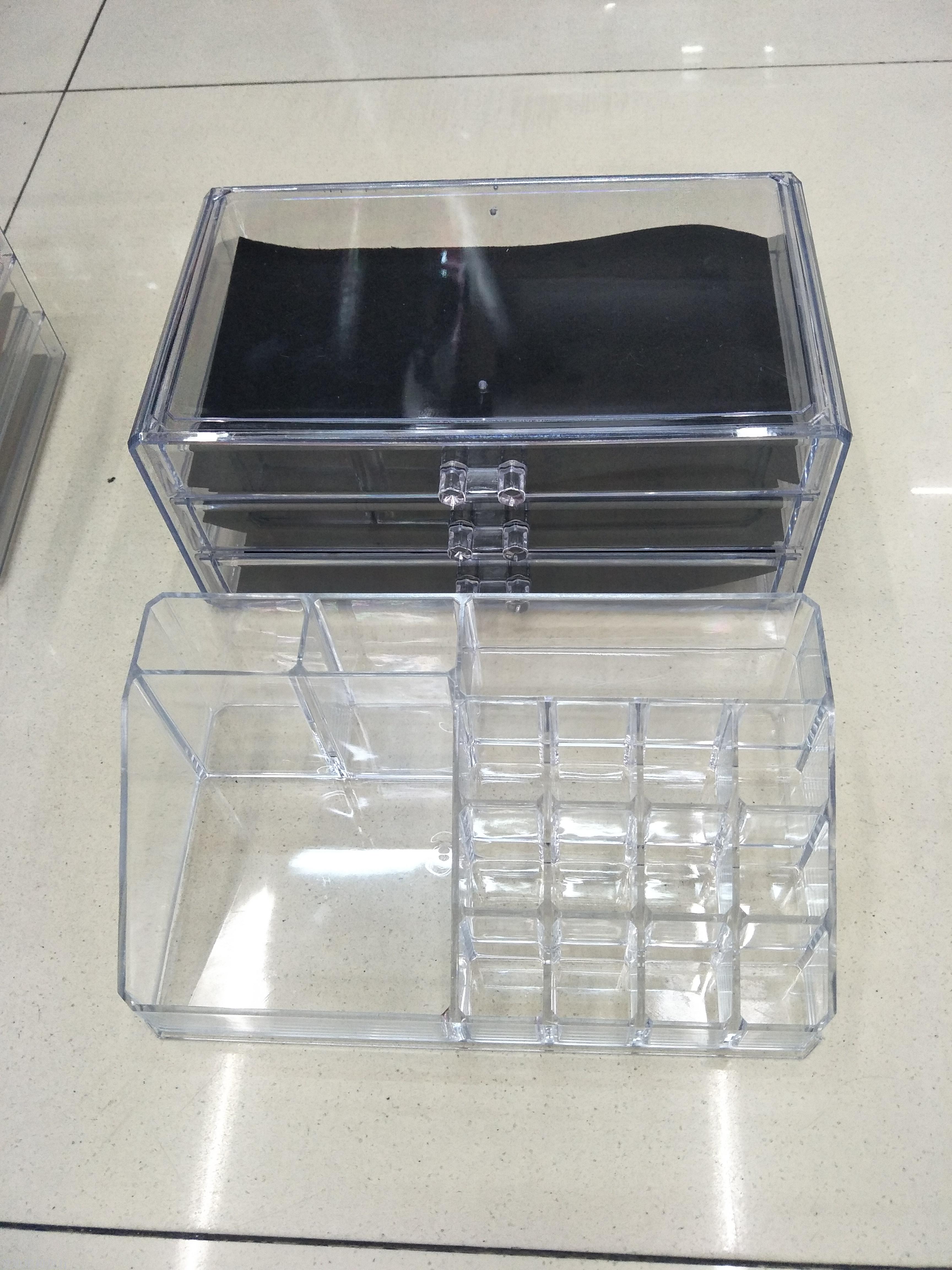Desktop drawer-type ABS transparent cosmetic storage box, large dressing table, plastic skin care organization and storage rack Specification image