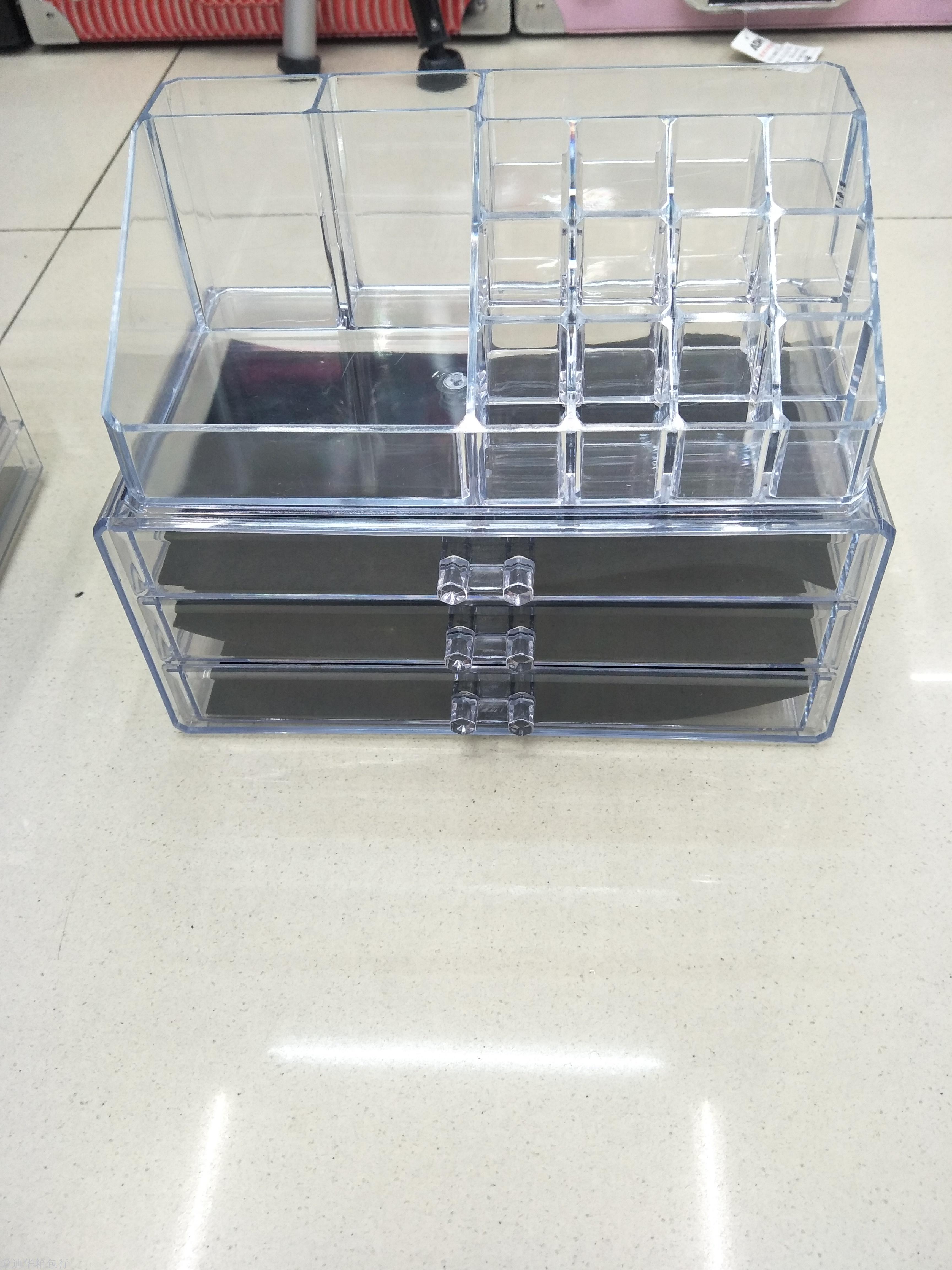 桌面抽屉式ABS透明化妆品收纳盒大号梳妆台塑料护肤整理置物架