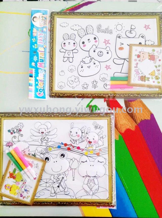 填色组合套装 儿童DIY手工画 水彩画面具套装