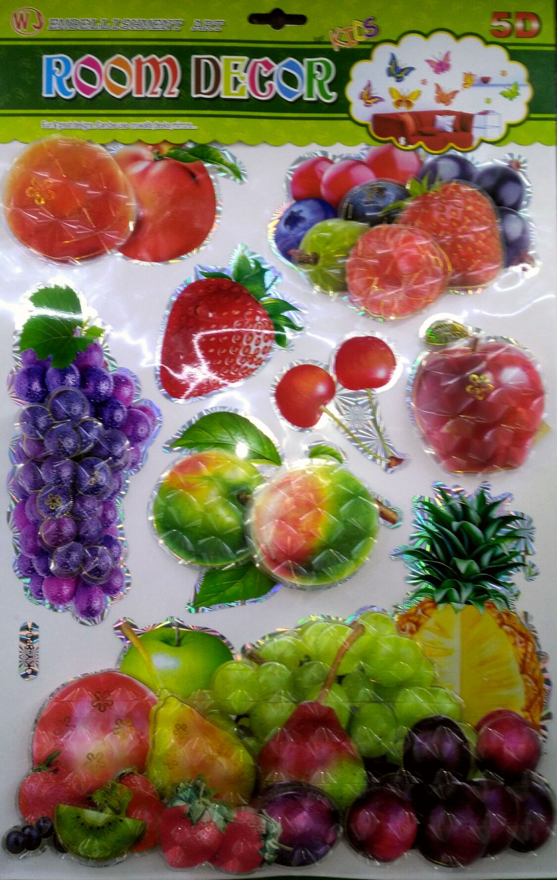 Wall stickers, 3D stereoscopic stickers, interior decoration stickers, layer stickers, fruit and butterfly stickers details Picture