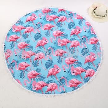 Seaside printed flamingo beach towel, super light round beach mat, seaside beach shawl