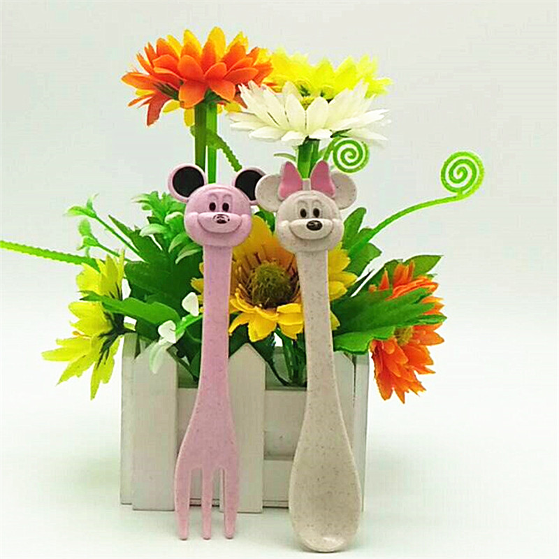 Sunshine Department Store's 2-yuan self-produced and self-sold premium bagged wheat straw household children's wheat aroma fork and spoon set details Picture