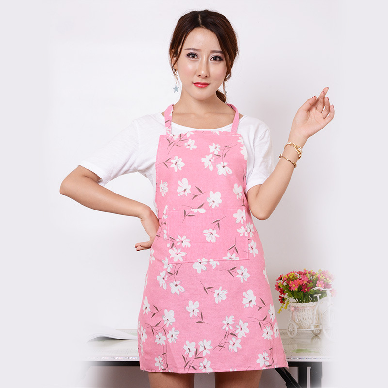 凡趣韩版可爱公主布艺围裙 田园碎花棉麻家居围裙 厂家定制