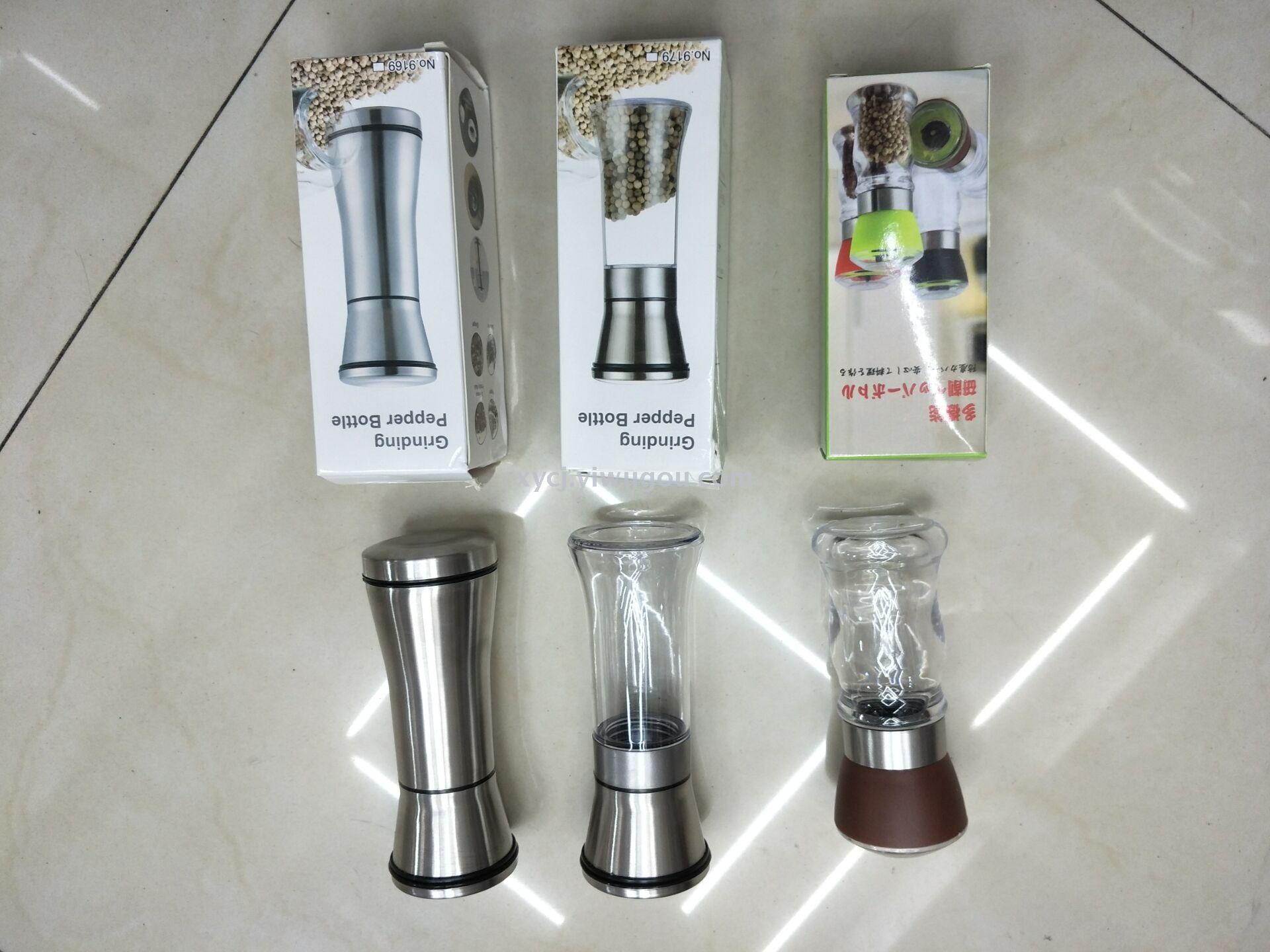 New pepper mill manual mill Glass plastic stainless steel pepper mill and so on