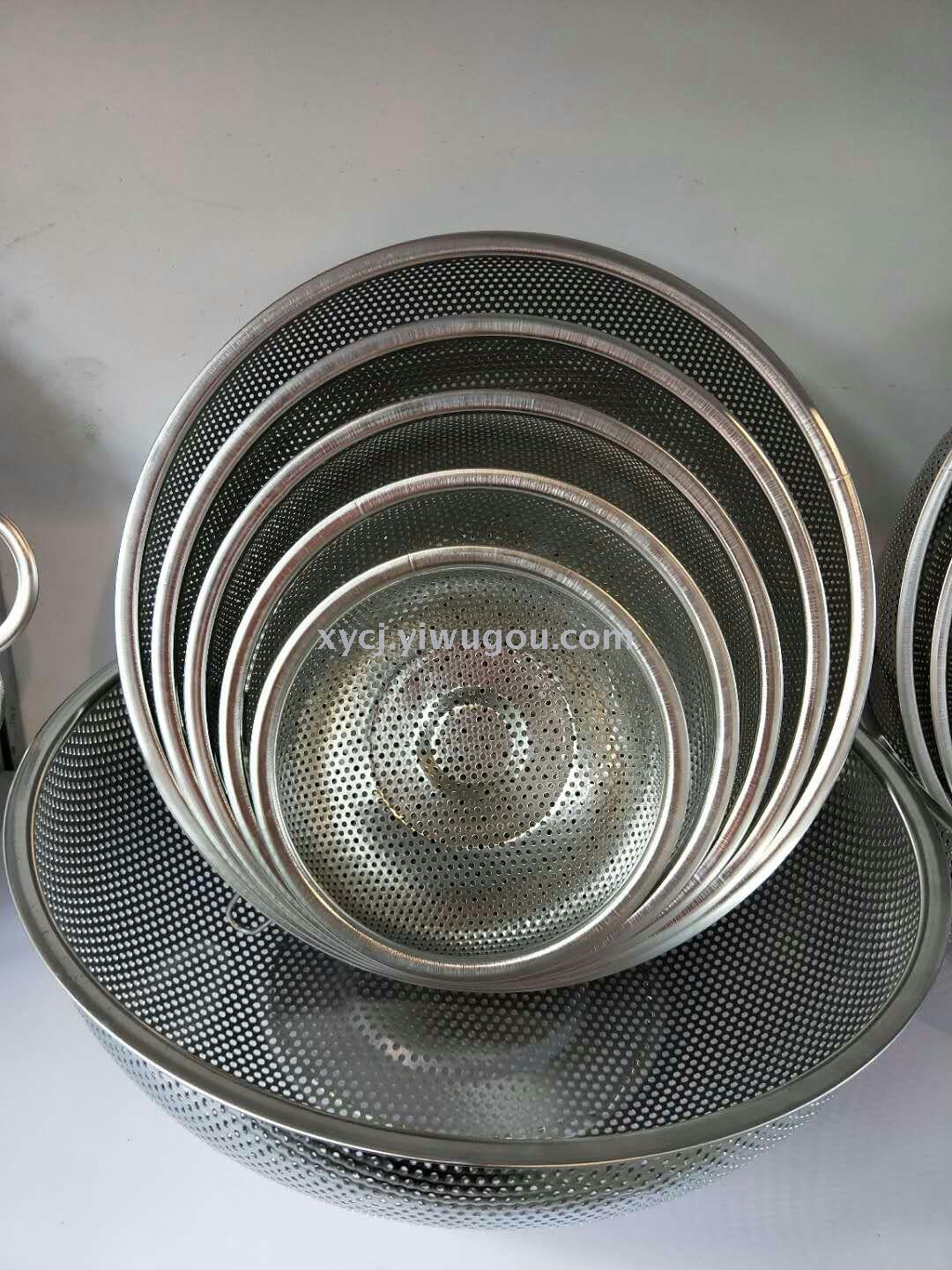 Stainless steel basket oil filter with double-ear vegetable washing basket and perforated mesh basket Specification image