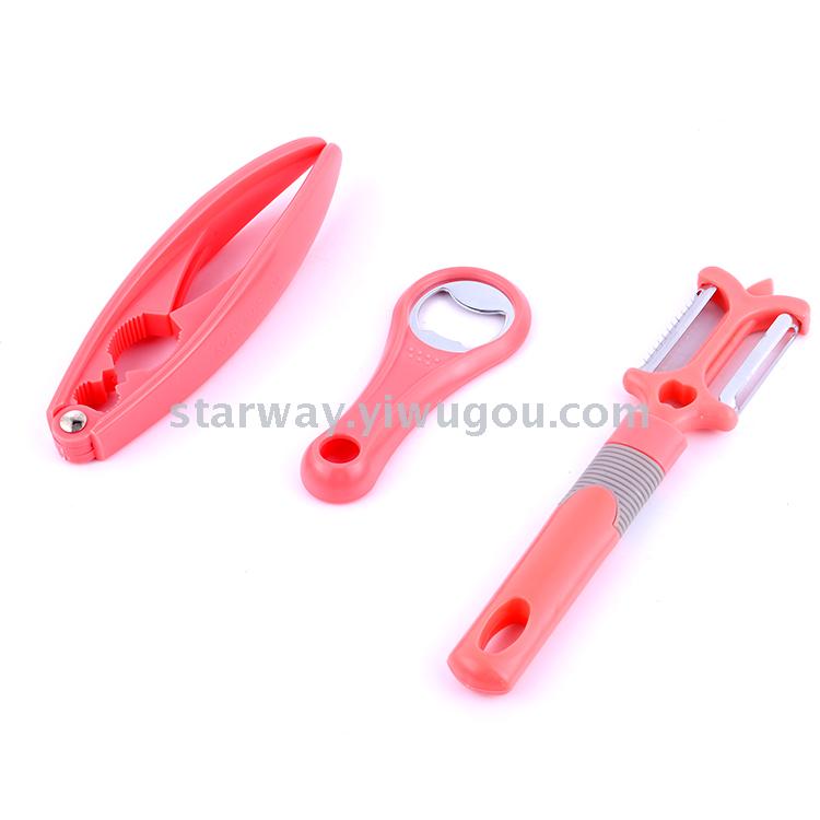 Peeler set, plastic walnut tongs, beer bottle opener, bottle opener, fruit and vegetable peeler