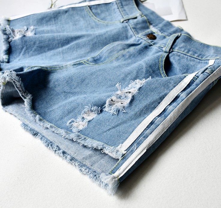 Women's fringed high-waisted jeans, women's shorts, student loose wide-leg hot pants, short Specification image