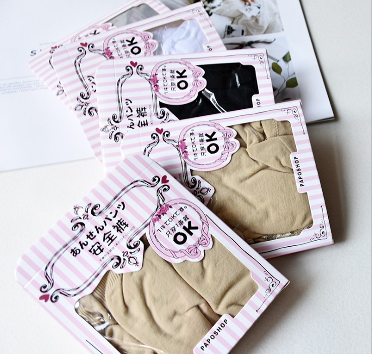 Safety pants lift the buttocks, tuck in the abdomen, prevent exposure, lace seamless four-corner flat underwear, women's thin style, large size