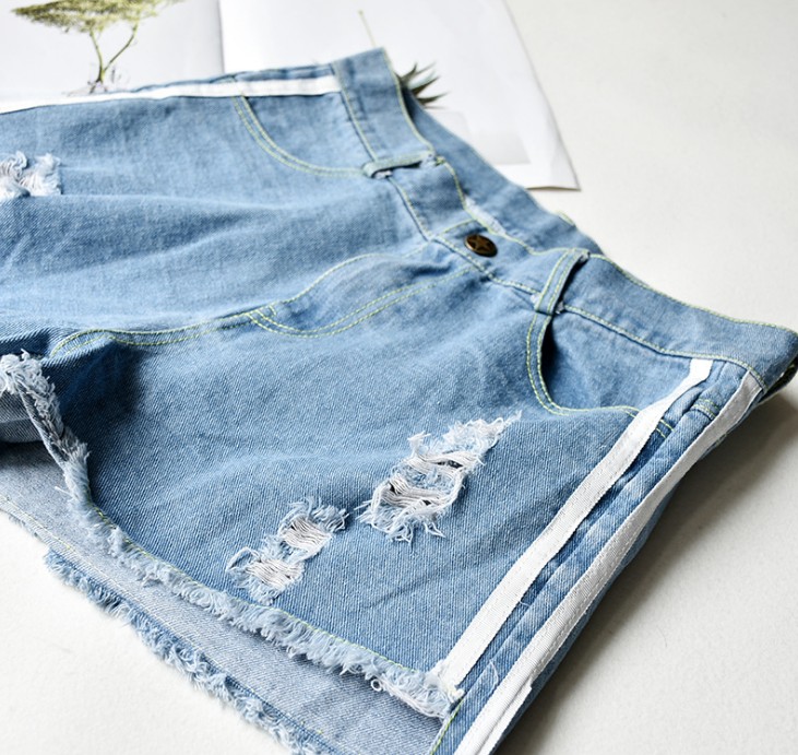 Women's fringed high-waisted jeans, women's shorts, student loose wide-leg hot pants, short Application Scenario