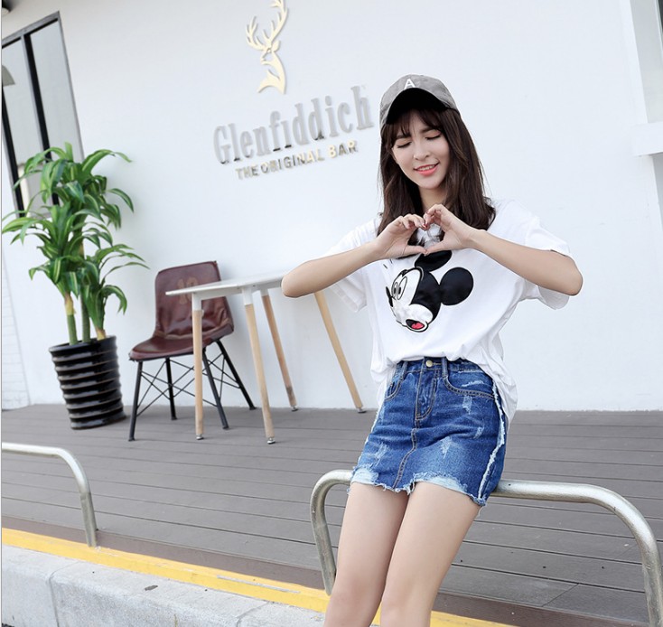 New Spring and summer women's denim skirt with holes and anti-glare features details Picture