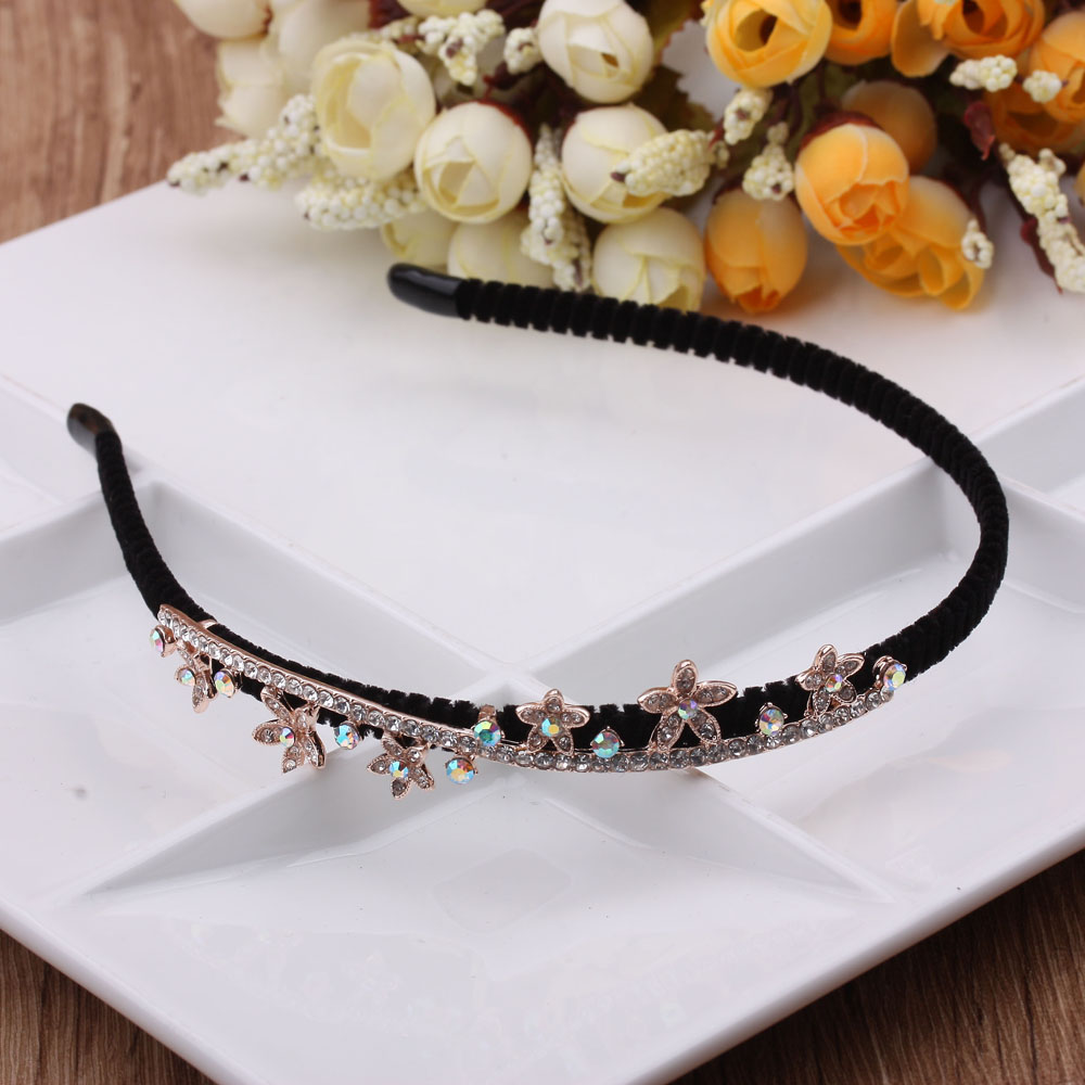 Korean style cute water diamond fine-edge fabric hair band, bangs hair clip, adult anti-slip headband, head accessory for women details Picture