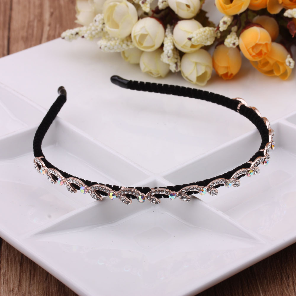 Korean style cute water diamond fine-edge fabric hair band, bangs hair clip, adult anti-slip headband, head accessory for women