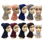 穆斯林头巾单层时尚纯棉盖头打底小帽义乌工厂一件代发