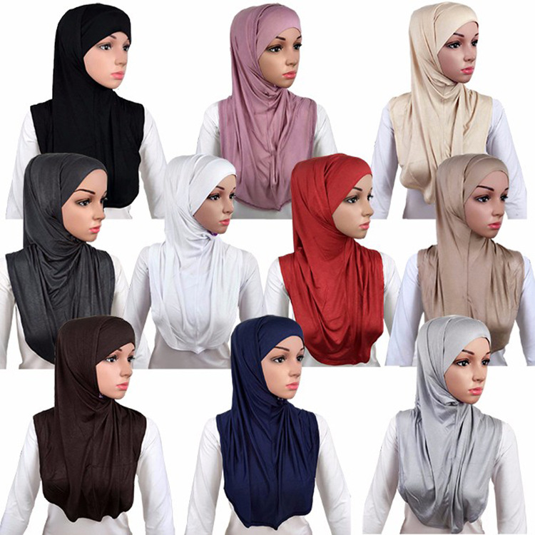 穆斯林头巾纯色阿拉伯两件套盖头 义乌穆斯林工厂图