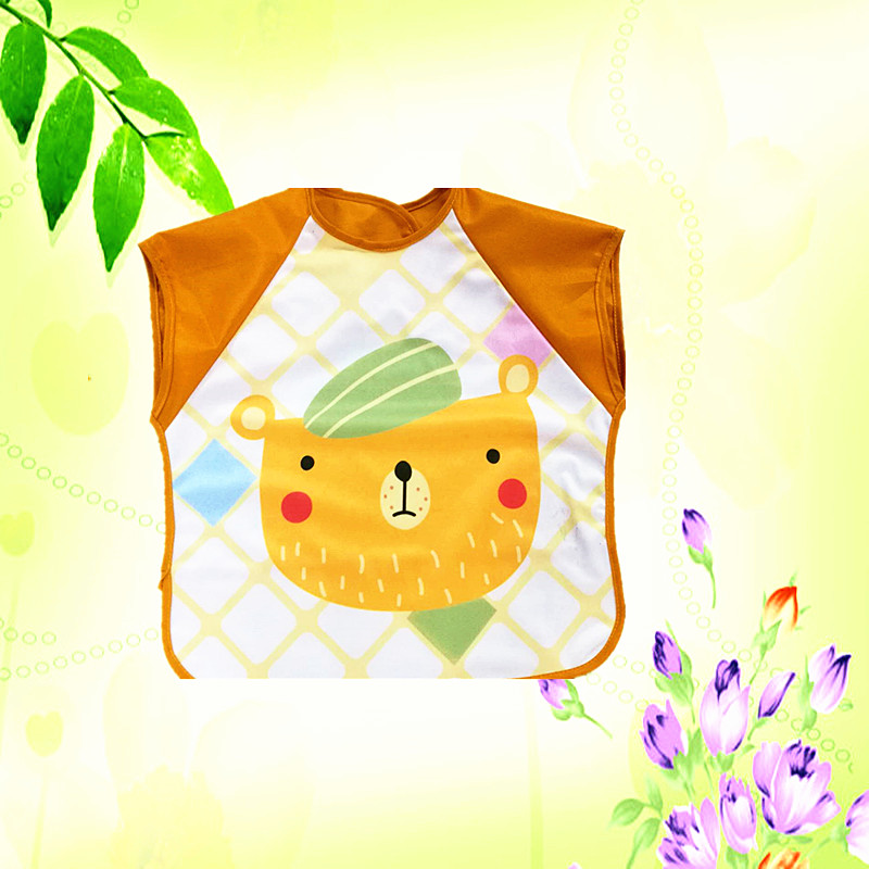 Baby coverings, bibs, waterproof baby clothes, summer short-sleeved children's aprons, drawing clothes, protective clothes details Picture